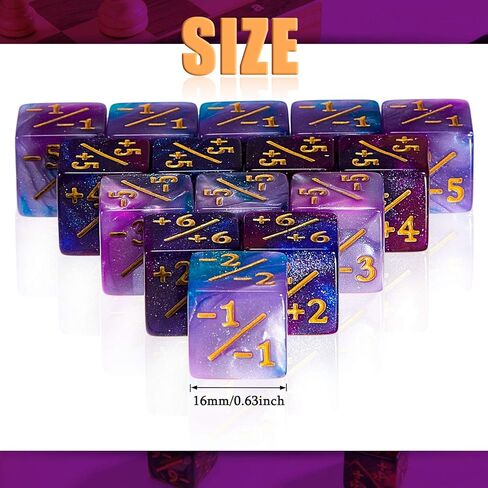 Sumind 24 قطعة من عدادات النرد رمز النرد D6 مكعب النرد الولاء عداد النرد متوافق مع MTG، CCG، ملحقات ألعاب البطاقات (نمط ساحر)، 16 مم in Saudi Arabia