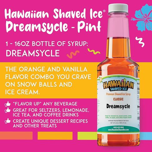 Hawaiian Shaved Ice Syrup Pint, Pineapple Flavor, Great For Slushies, Italian Soda, Popsicles, & More, No Refrigeration Needed, Contains No Nuts, Soy, Wheat, Dairy, Starch, Flour, or Egg Products in Saudi Arabia