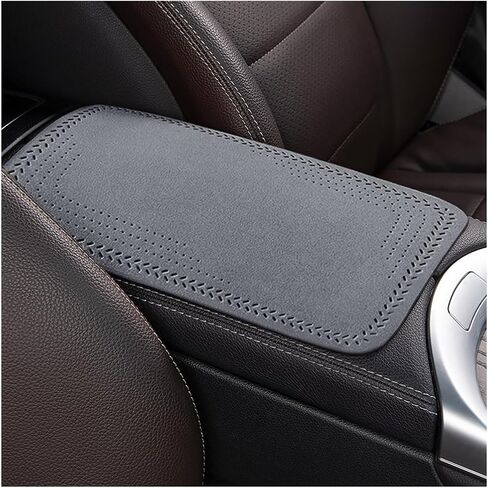Car Armrest Storage Box Pad, Suede Auto Center Console Cover, Skin-Friendly Washable Cotton Cloth, Waterproof Automotive Armrest Protector, Universal for Most Vehicles (Beige) in Saudi Arabia