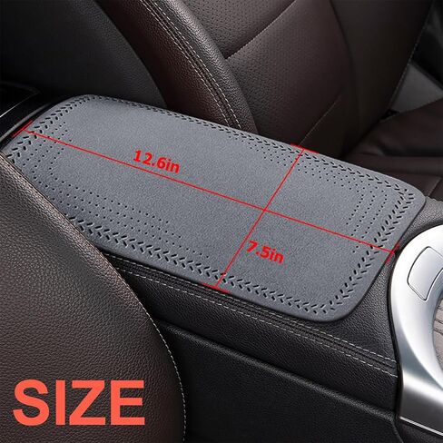 Car Armrest Storage Box Pad, Suede Auto Center Console Cover, Skin-Friendly Washable Cotton Cloth, Waterproof Automotive Armrest Protector, Universal for Most Vehicles (Beige) in Saudi Arabia