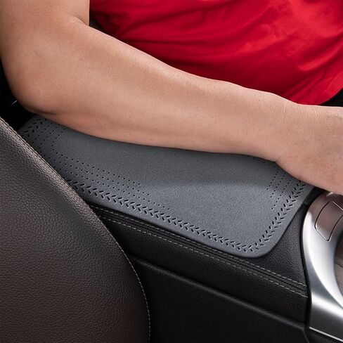 Car Armrest Storage Box Pad, Suede Auto Center Console Cover, Skin-Friendly Washable Cotton Cloth, Waterproof Automotive Armrest Protector, Universal for Most Vehicles (Beige) in Saudi Arabia