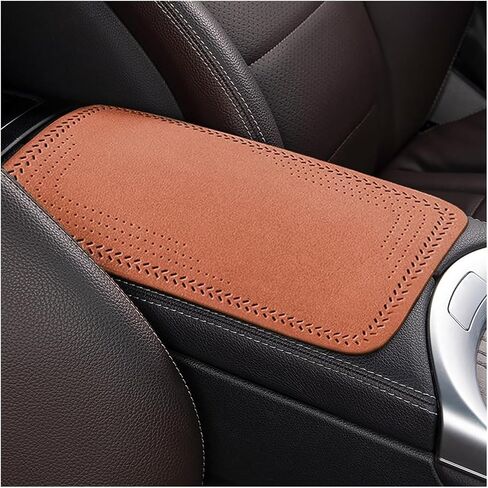 Car Armrest Storage Box Pad, Suede Auto Center Console Cover, Skin-Friendly Washable Cotton Cloth, Waterproof Automotive Armrest Protector, Universal for Most Vehicles (Beige) in Saudi Arabia