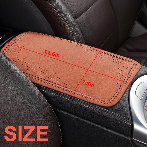 Car Armrest Storage Box Pad, Suede Auto Center Console Cover, Skin-Friendly Washable Cotton Cloth, Waterproof Automotive Armrest Protector, Universal for Most Vehicles (Beige) in Saudi Arabia