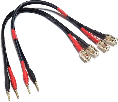 WJSTN Speaker Cable with Banana Plug and Jack Connectors, Flex pin Banana Plugs to 4mm Banana Jack Female,Banana Plug Multifunctional Adapter for Amplifier Speaker Wires Sound Systems 2Pack (1Feet) in Saudi Arabia