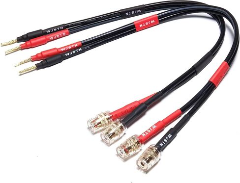 WJSTN Speaker Cable with Banana Plug and Jack Connectors, Flex pin Banana Plugs to 4mm Banana Jack Female,Banana Plug Multifunctional Adapter for Amplifier Speaker Wires Sound Systems 2Pack (1Feet) in Saudi Arabia