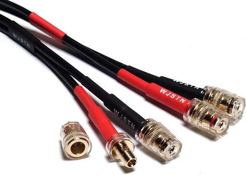 WJSTN Speaker Cable with Banana Plug and Jack Connectors, Flex pin Banana Plugs to 4mm Banana Jack Female,Banana Plug Multifunctional Adapter for Amplifier Speaker Wires Sound Systems 2Pack (1Feet) in Saudi Arabia