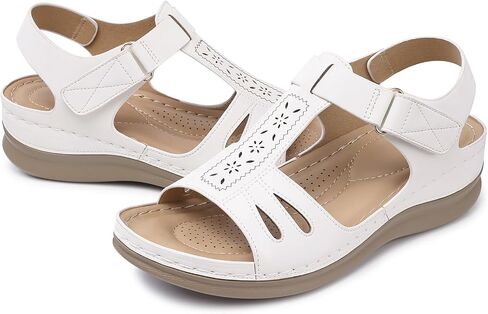TEMOFON Wedge Sandals for Women Comfortable: Open Toe Sandals with Low Wedges - Dressy Summer Casual Sandals - Flat Comfy Walking Sandals in Saudi Arabia