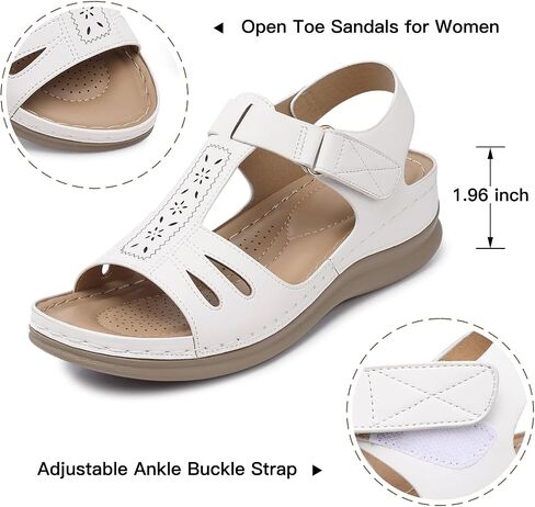 TEMOFON Wedge Sandals for Women Comfortable: Open Toe Sandals with Low Wedges - Dressy Summer Casual Sandals - Flat Comfy Walking Sandals in Saudi Arabia