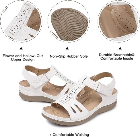 TEMOFON Wedge Sandals for Women Comfortable: Open Toe Sandals with Low Wedges - Dressy Summer Casual Sandals - Flat Comfy Walking Sandals in Saudi Arabia