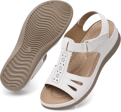 TEMOFON Wedge Sandals for Women Comfortable: Open Toe Sandals with Low Wedges - Dressy Summer Casual Sandals - Flat Comfy Walking Sandals in Saudi Arabia