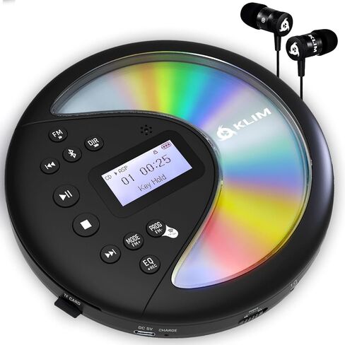 KLIM Discover Wood + مشغل أقراص مضغوطة محمول Walkman مع بطارية طويلة الأمد + جديد + مع سماعات رأس + راديو FM + مشغل أقراص مضغوطة MP3 متوافق + بطاقة SD وجهاز إرسال FM وبلوتوث + مثالي للسيارات in Kuwait