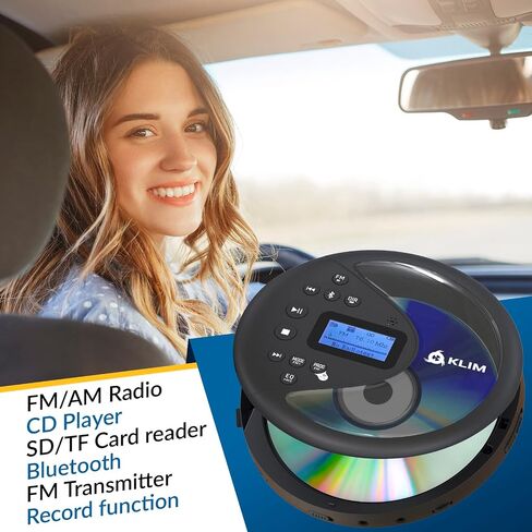 KLIM Discover Wood + مشغل أقراص مضغوطة محمول Walkman مع بطارية طويلة الأمد + جديد + مع سماعات رأس + راديو FM + مشغل أقراص مضغوطة MP3 متوافق + بطاقة SD وجهاز إرسال FM وبلوتوث + مثالي للسيارات in Kuwait