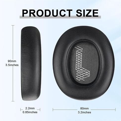 Replacement Ear Pads for JBL E65 (E65BT E65BTNC)/Live 650 (650NC 650BTNC)/Live 660 (660NC 660BTNC)/Duet NC Over-Ear Headphones, Headset Ear Cushions, Headset Earpads, Ear Cups Cover-Black in Saudi Arabia