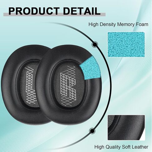 Replacement Ear Pads for JBL E65 (E65BT E65BTNC)/Live 650 (650NC 650BTNC)/Live 660 (660NC 660BTNC)/Duet NC Over-Ear Headphones, Headset Ear Cushions, Headset Earpads, Ear Cups Cover-Black in Saudi Arabia