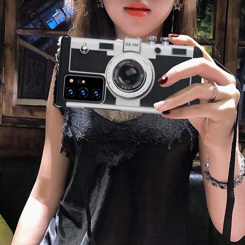 حافظة هاتف Awsaccy Emily in Paris لهاتف Samsung Galaxy S24 Ultra 5G 6.8 بوصة حافظة كاميرا غطاء كلاسيكي لطيف ثلاثي الأبعاد تصميم فريد من نوعه حافظة سيليكون مع حزام رقبة قابل للإزالة للفتيات والنساء باللون الأسود in Kuwait