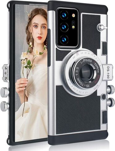 حافظة هاتف Awsaccy Emily in Paris لهاتف Samsung Galaxy S24 Ultra 5G 6.8 بوصة حافظة كاميرا غطاء كلاسيكي لطيف ثلاثي الأبعاد تصميم فريد من نوعه حافظة سيليكون مع حزام رقبة قابل للإزالة للفتيات والنساء باللون الأسود in Kuwait