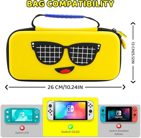 GOODVANCE Yellow Carrying Case for Nintendo Switch OLED, Cute Banana Portable Hardshell Travel Case Set, Switch Accessories Bundle for Boys with PC Case, Screen Protector, Shoulder Strap and Thumb Cap in Saudi Arabia