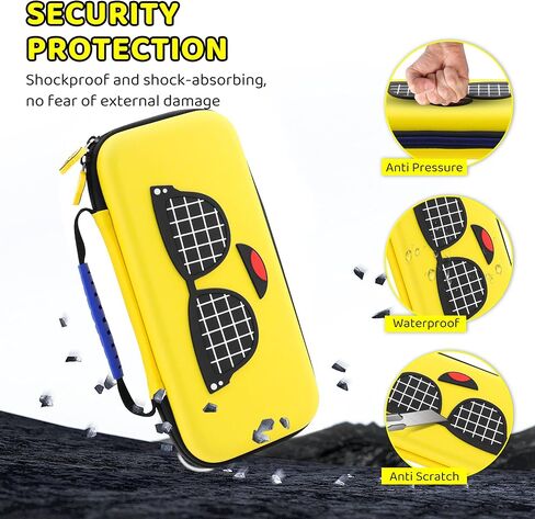 GOODVANCE Yellow Carrying Case for Nintendo Switch OLED, Cute Banana Portable Hardshell Travel Case Set, Switch Accessories Bundle for Boys with PC Case, Screen Protector, Shoulder Strap and Thumb Cap in Saudi Arabia
