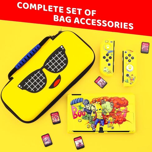 GOODVANCE Yellow Carrying Case for Nintendo Switch OLED, Cute Banana Portable Hardshell Travel Case Set, Switch Accessories Bundle for Boys with PC Case, Screen Protector, Shoulder Strap and Thumb Cap in Saudi Arabia