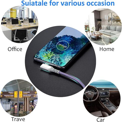 كابل Eversame USB C (4 عبوات بطول 10 أقدام)، كابل شحن سريع مجدول من النايلون بزاوية قائمة USB A إلى USB من النوع C متوافق مع Samsung Galaxy S24/S23/S22/S21/S20/S10+/S9 Plus، iPhone 15 Pro Max in Saudi Arabia