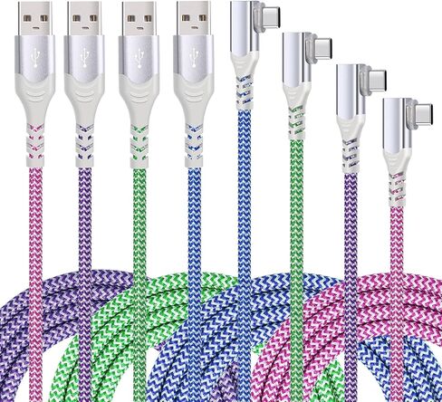 كابل Eversame USB C (4 عبوات بطول 10 أقدام)، كابل شحن سريع مجدول من النايلون بزاوية قائمة USB A إلى USB من النوع C متوافق مع Samsung Galaxy S24/S23/S22/S21/S20/S10+/S9 Plus، iPhone 15 Pro Max in Saudi Arabia