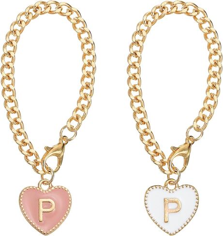 PATIKIL Letter Charm Accessories, 2PCS Heart Shape Name ID Accessories for Tumbler Cup Decoration, Pink&White, Letter T in Saudi Arabia