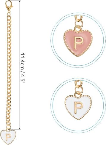 PATIKIL Letter Charm Accessories, 2PCS Heart Shape Name ID Accessories for Tumbler Cup Decoration, Pink&White, Letter T in Saudi Arabia