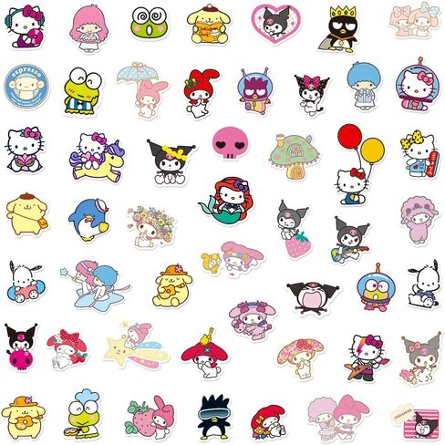 100 جهاز كمبيوتر شخصى لطيف ملصقات الكرتون اليابانية، سانريو أنيمي Kawaii ستوديو ملصقات الفينيل ملصقات مقاومة للماء لأجهزة الكمبيوتر المحمول الغيتار زجاجة مياه الأمتعة الدراجة سجل القصاصات لوح التزلج هدية للأطفال في سن المراهقة الفتيات البالغين in Kuwait