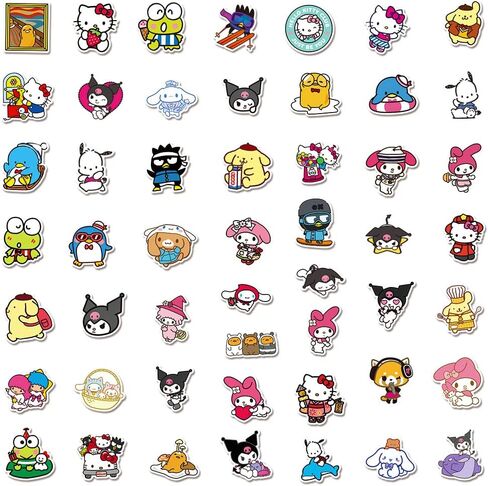 100 جهاز كمبيوتر شخصى لطيف ملصقات الكرتون اليابانية، سانريو أنيمي Kawaii ستوديو ملصقات الفينيل ملصقات مقاومة للماء لأجهزة الكمبيوتر المحمول الغيتار زجاجة مياه الأمتعة الدراجة سجل القصاصات لوح التزلج هدية للأطفال في سن المراهقة الفتيات البالغين in Kuwait