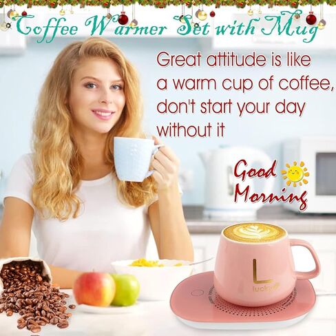 Coffee Mug Warmer Set with Mug, Coffee Mug Cup Warmer for Desk with Auto Shut Off-Coffee Gifts in Saudi Arabia