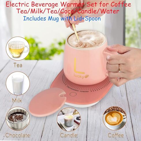 Coffee Mug Warmer Set with Mug, Coffee Mug Cup Warmer for Desk with Auto Shut Off-Coffee Gifts in Saudi Arabia
