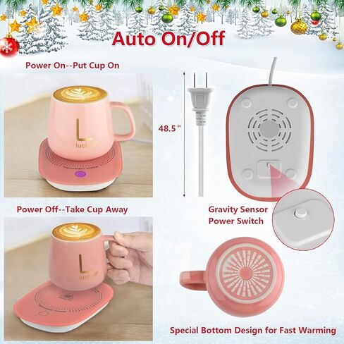 Coffee Mug Warmer Set with Mug, Coffee Mug Cup Warmer for Desk with Auto Shut Off-Coffee Gifts in Saudi Arabia