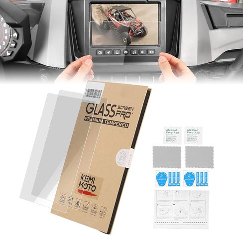 KEMIMOTO Tempered Glass Screen Protector Compatible with Polaris RZR PRO XP/R Turbo Sportsman Ranger General Xpedition 7 inch Ride Command Snowmobile 7S Display 2022 2023 2024 2025 Accessories 2 Pack in Saudi Arabia