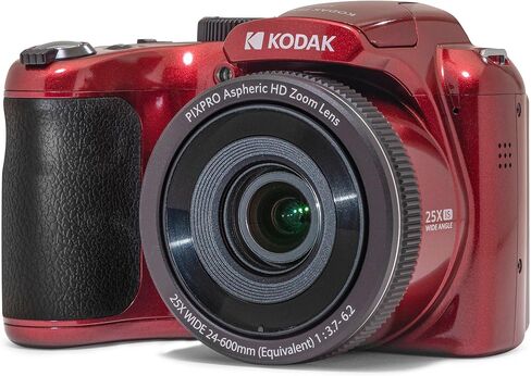 كاميرا KODAK PIXPRO Red AZ255 16MP رقمية 25X زووم بصري 24 مم عدسة زاوية واسعة تثبيت الصورة البصرية 1080P Full HD Video 3 بوصة LCD كاميرا تسجيل فيديو + بطاقة 64 جيجابايت + حافظة + حامل ثلاثي + حزمة in Kuwait