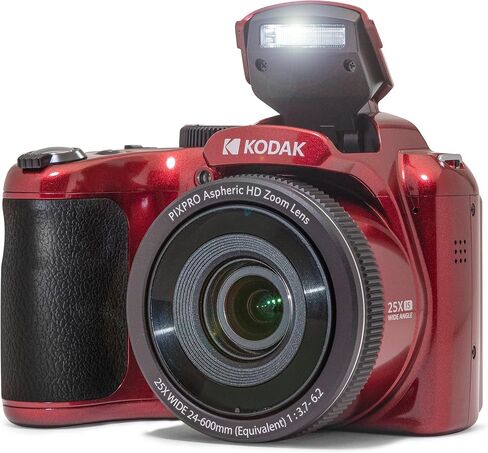 كاميرا KODAK PIXPRO Red AZ255 16MP رقمية 25X زووم بصري 24 مم عدسة زاوية واسعة تثبيت الصورة البصرية 1080P Full HD Video 3 بوصة LCD كاميرا تسجيل فيديو + بطاقة 64 جيجابايت + حافظة + حامل ثلاثي + حزمة in Kuwait