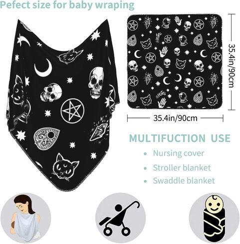 Halloween Goth Skull Gothic Baby Stuff Newborn Baby Swaddle Blanket Throw Blanket Cozy Soft Wrap Receiving Blanket Gifts for Boy Girl Unisex Infant in Saudi Arabia