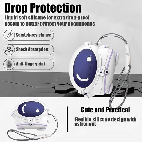 Cute Case Compatible with Samsung Galaxy Buds3 Pro/Galaxy Buds3 with Lanyard, Cartoon Anime Astronaut Silicone Shockproof Case for Men Women in Saudi Arabia