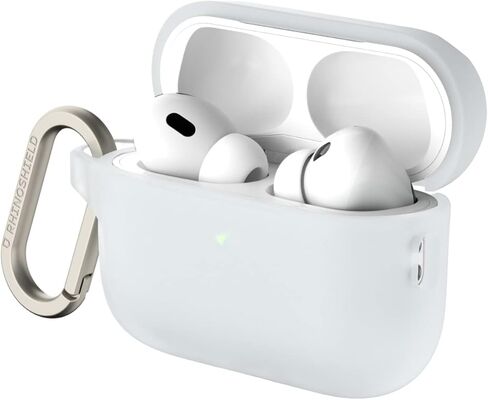 حافظة RHINOSHIELD AirPods مع حلقة تسلق متوافقة مع Apple [AirPods Pro 2] | حماية من السقوط بدرجة عسكرية، مقاومة للخدش، شحن لاسلكي - [شفاف، مجموعة قياسية] in Kuwait