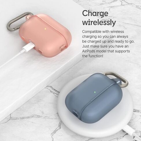حافظة RHINOSHIELD AirPods مع حلقة تسلق متوافقة مع Apple [AirPods Pro 2] | حماية من السقوط بدرجة عسكرية، مقاومة للخدش، شحن لاسلكي - [شفاف، مجموعة قياسية] in Kuwait