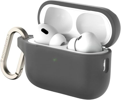 حافظة RHINOSHIELD AirPods مع حلقة تسلق متوافقة مع Apple [AirPods Pro 2] | حماية من السقوط بدرجة عسكرية، مقاومة للخدش، شحن لاسلكي - [شفاف، مجموعة قياسية] in Kuwait
