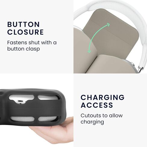 حافظة kwmobile متوافقة مع حافظة Apple Airpods Max - غطاء حماية من البوليستر لسماعات الرأس - أسود in Kuwait