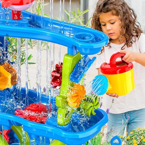 Doloowee Water Table Toy for Kids, 3 Tier Outdoor Water Sand Table, Kids Water Play Table, Activity Table Summer Outdoor Toy on Beach Backyard for Kids Toddlers 1-3 Age 3-5 Up in Saudi Arabia