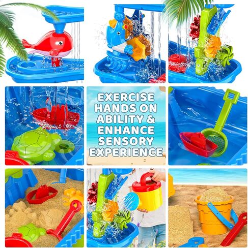 Doloowee Water Table Toy for Kids, 3 Tier Outdoor Water Sand Table, Kids Water Play Table, Activity Table Summer Outdoor Toy on Beach Backyard for Kids Toddlers 1-3 Age 3-5 Up in Saudi Arabia
