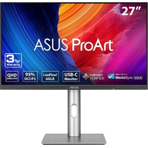 ASUS ProArt Display 27" 1440P Professional Monitor (PA278CFRV) - IPS, QHD (2560 x 1440), Pre-Calibrated, 95% DCI-P3, Daisy-chain, 100Hz, LuxPixel AGLR, Calman Verified, USB-C 96W, HDR400, 3yr warranty