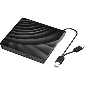 External Blu Ray CD DVD Drive, USB 3.0 Type-C 3D Bluray CD DVD Reader Slim Optical Bluray DVD Drive for MacBook Laptop Desktop PC Laptop Compatible with Mac OS Windows XP/7/8/10/11