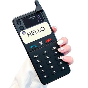 Cute Girls Case for Galaxy Z Flip 6 Hard PC 3D Design, Retro Funny Phone Case for Samsung Z Flip 6 Black Phone Pattern, Kawaii Creative Case for Galaxy Z Flip 6 Man and Women Cover