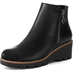 mysoft Women's Ankle Boots Zipper Wedge Booties Lug Sole in Kuwait
