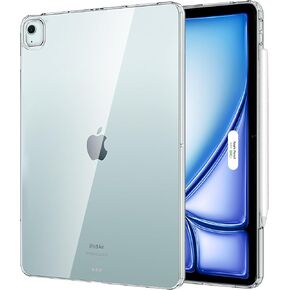 MoKo Clear Case for iPad Air 13 Inch M2 2024, iPad Pro 12.9 6th/5th Generation 2022/2021 Case, Slim Lightweight Soft TPU Anti-Scratch Back Cover with Shock Resistant Raised Edge, Clear