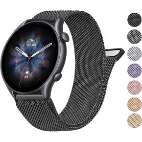 Wanme Metal Band for Amazfit GTR 4 / GTR 3 Pro / GTR 3 / GTR 2e / GTR 2 / GTR 47mm Smart Watch, 22mm Quick Release Stainless Steel Replacement Wristband Strap for Samsung Galaxy Watch 3 45mm Bands Men Women