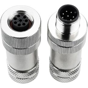 M12 8 Pin Aviation Connector Male & Female Connector Field Wireable IP67 Waterproof Straight A Code Shield for Cable AC 250V 5A 12mm Chassis Connector Socket